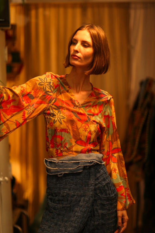 SILK WRAP TOP AURELIA LITTLE FLOWER - MOMO STUDIO BERLIN - Berlin Concept Store - sustainable & ethical fashion