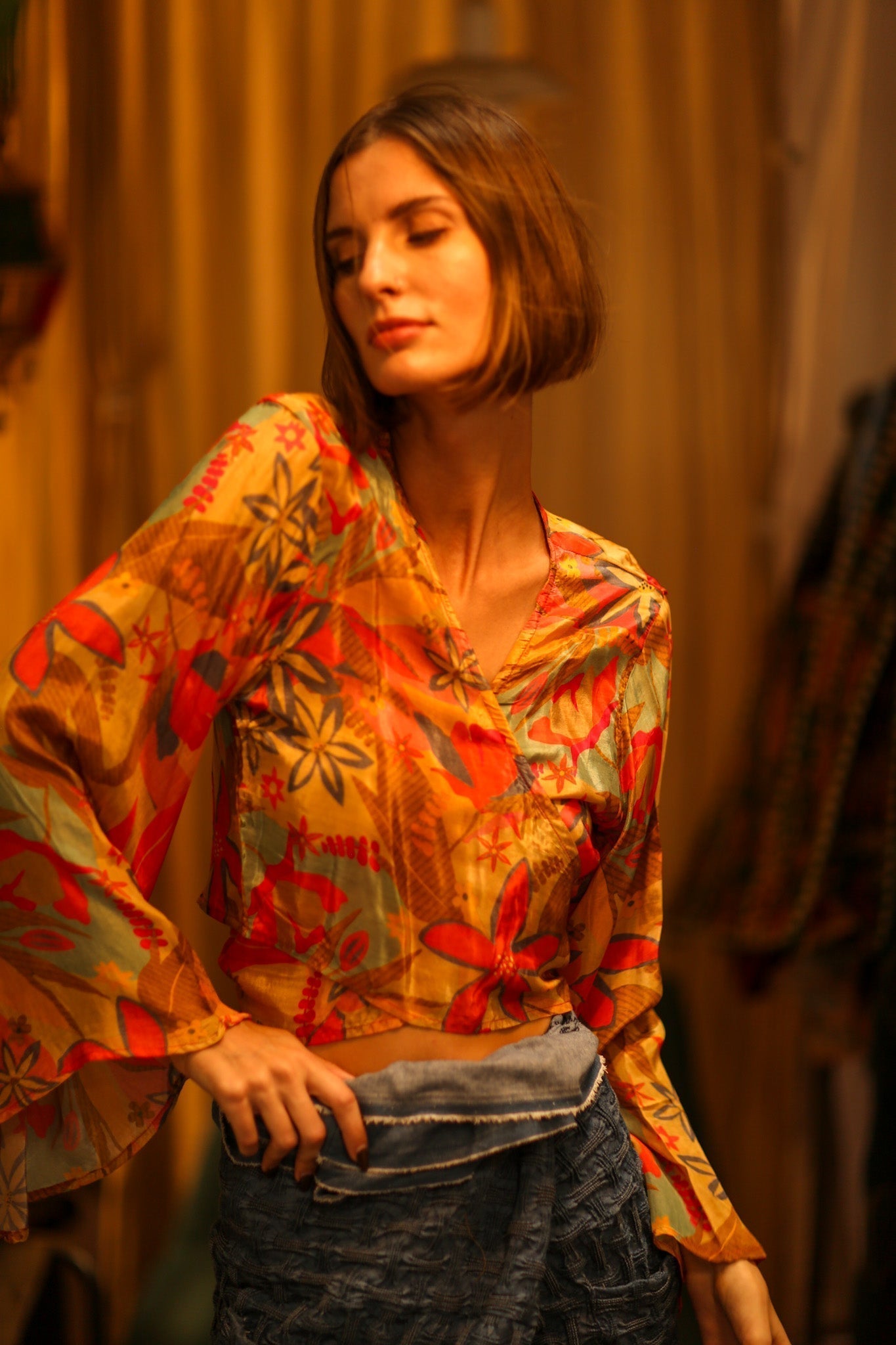 SILK WRAP TOP AURELIA LITTLE FLOWER - MOMO STUDIO BERLIN - Berlin Concept Store - sustainable & ethical fashion