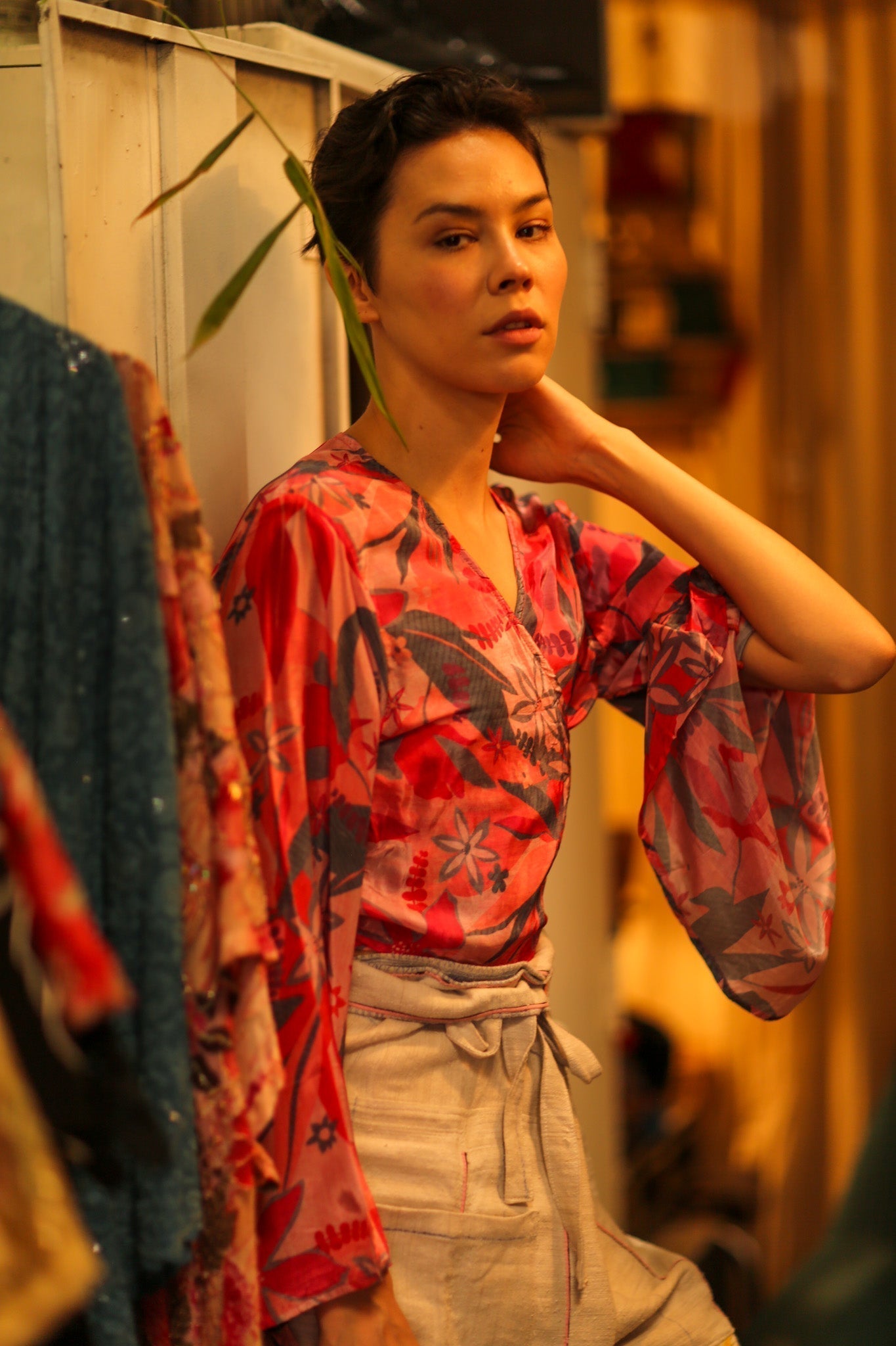SILK WRAP TOP AURELIA PINK JUNGLE - MOMO STUDIO BERLIN - Berlin Concept Store - sustainable & ethical fashion
