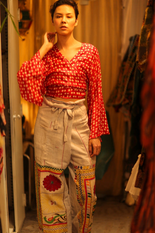 SILK WRAP TOP AURELIA RED DOT - MOMO STUDIO BERLIN - Berlin Concept Store - sustainable & ethical fashion