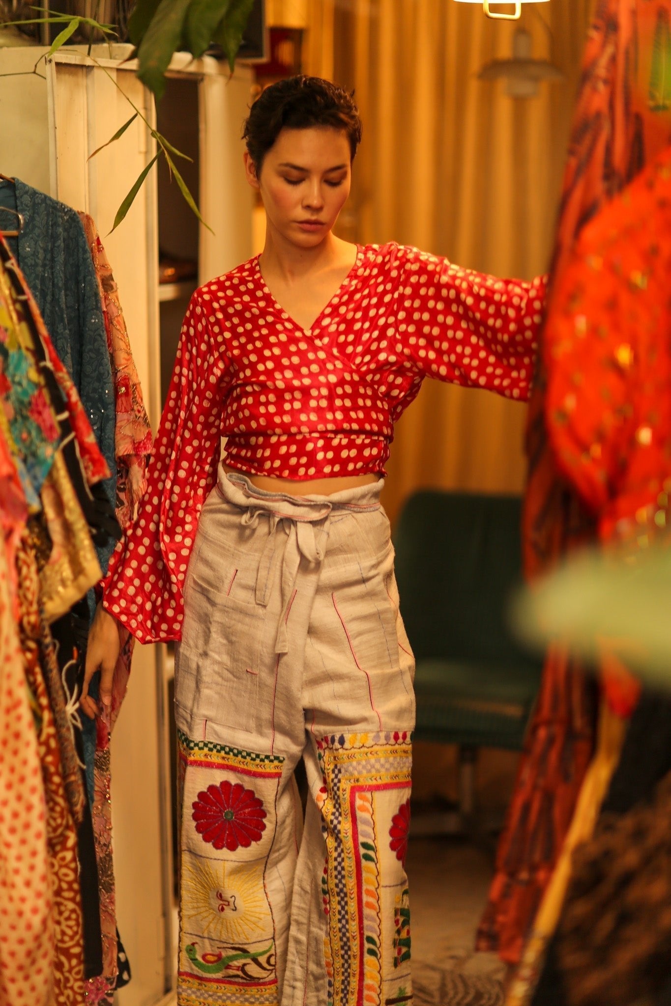 SILK WRAP TOP AURELIA RED DOT - MOMO STUDIO BERLIN - Berlin Concept Store - sustainable & ethical fashion