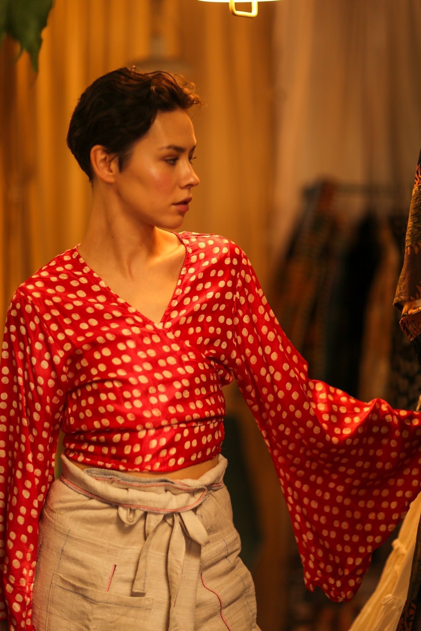 SILK WRAP TOP AURELIA RED DOT - MOMO STUDIO BERLIN - Berlin Concept Store - sustainable & ethical fashion