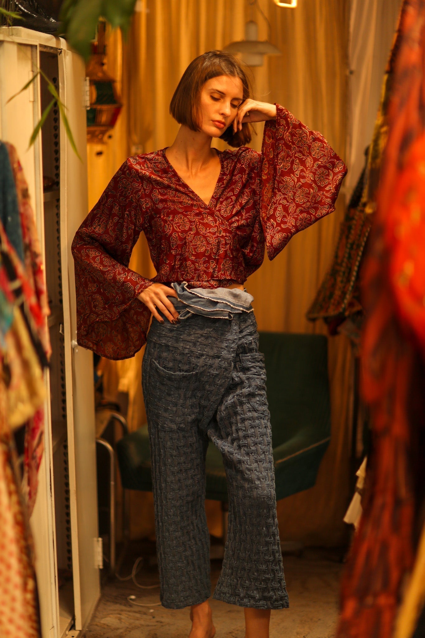 SILK WRAP TOP AURELIA RED WINE - MOMO STUDIO BERLIN - Berlin Concept Store - sustainable & ethical fashion