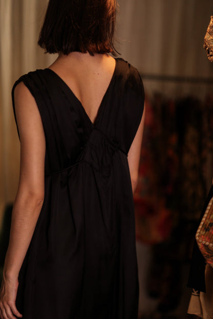 VICTORIA SILK DRESS PITCH BLACK - MOMO STUDIO BERLIN - Berlin Concept Store - sustainable & ethical fashion