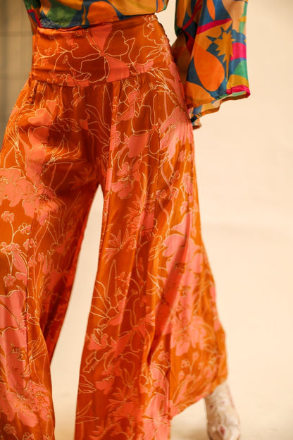 WIDE LEG BLOCK PRINT SILK PANTS RUBY - MOMO STUDIO BERLIN - Berlin Concept Store - sustainable & ethical fashion