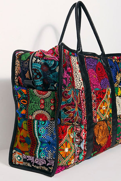 Embroidered Patchwork Weekender Bag Alaia