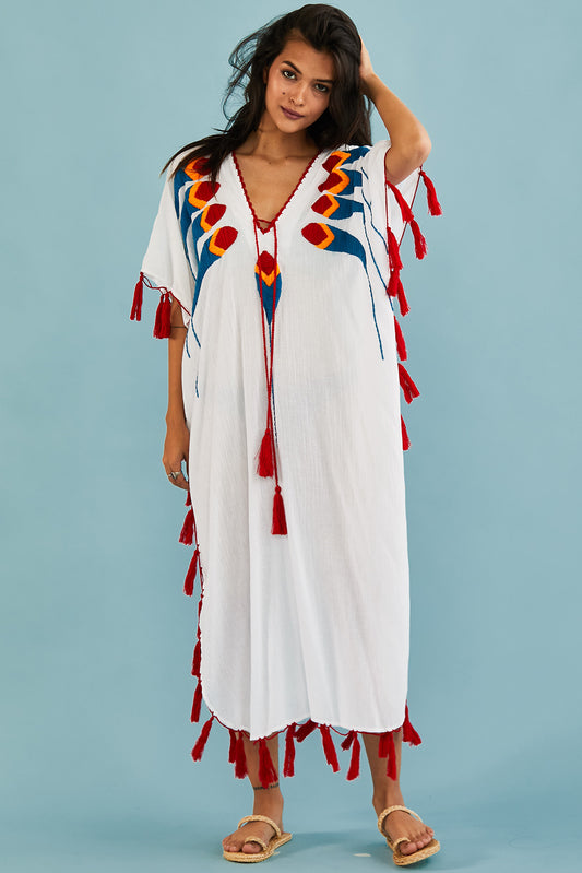 Summer White Beach Kaftan Dress Shiona