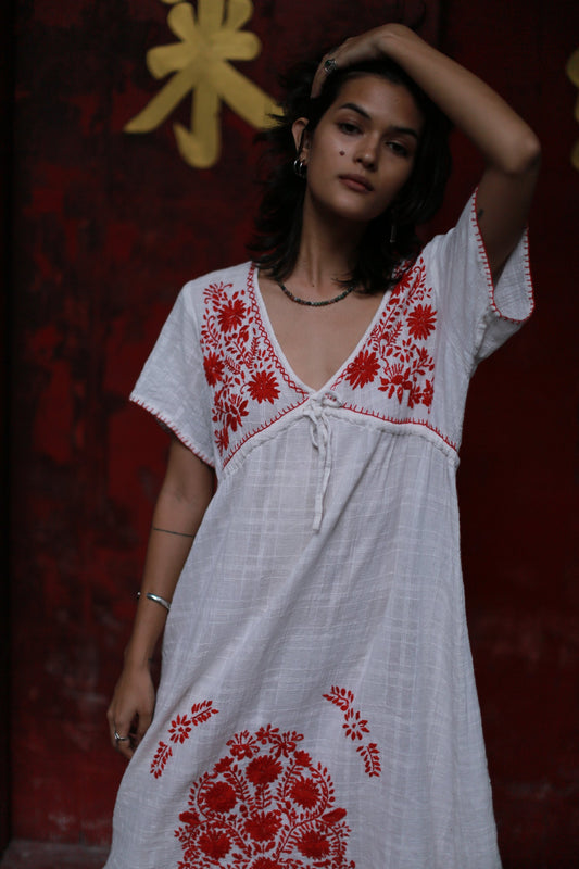 EMBROIDERED DRESS ANDINE