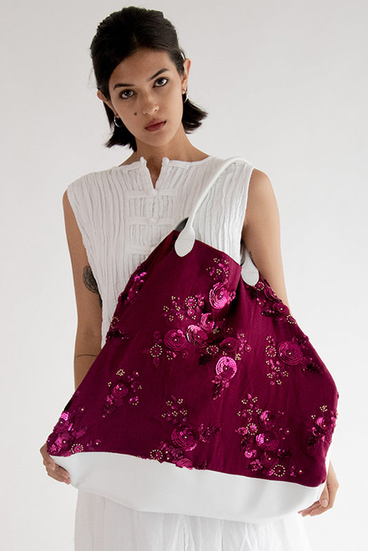 Chiffon Silk Sequin Flower Embroidered Bag Kassy
