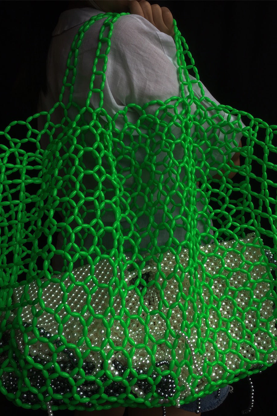 Beaded Shopper Tote Bag