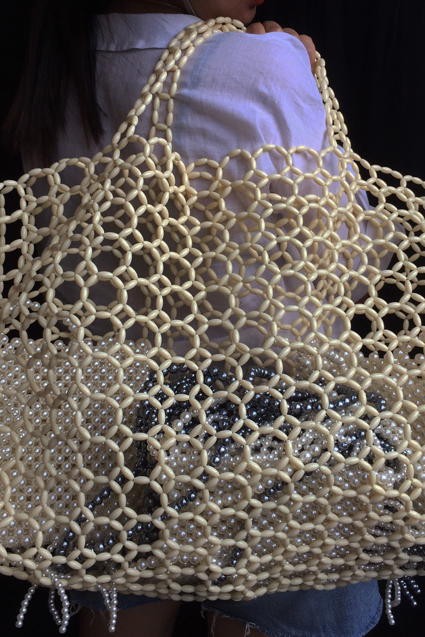 Beaded Shopper Tote Bag