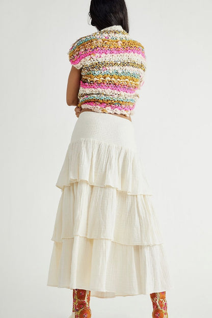 CAN’T STOP THE SPRING TIERED MAXI SKIRT - sustainably made MOMO NEW YORK sustainable clothing, slow fashion