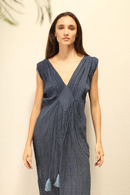 CLIO V SHOULDER DRESS - BANGKOK TAILOR CLOTHING STORE - HANDMADE CLOTHING