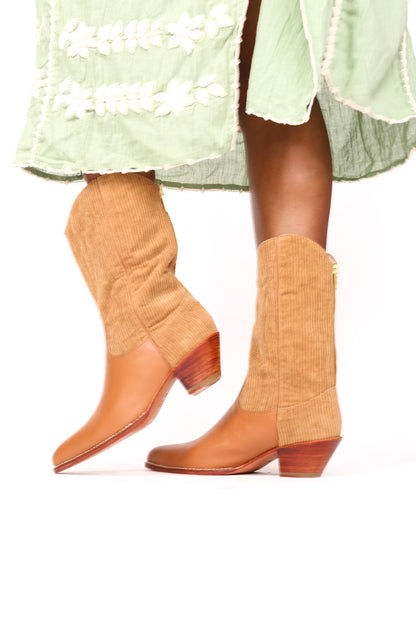 CORDUROY WESTERN STYLE BOOTS - sustainably made MOMO NEW YORK sustainable clothing, boots slow fashion