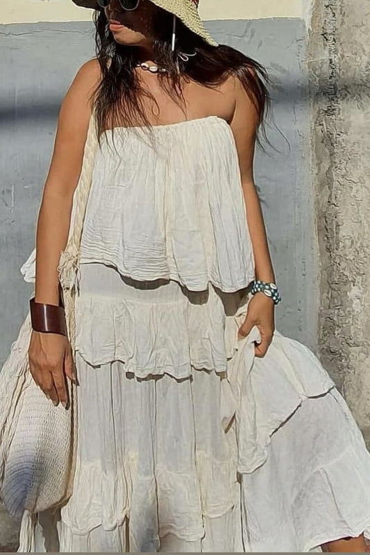 COTTON LAYERED DRESS SUNIKA MOMO NEW YORK