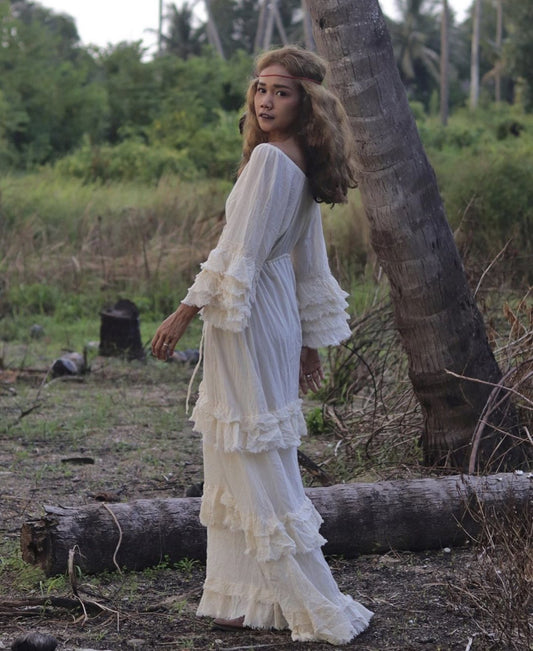 COTTON LONG SLEEVE DRESS BETH MOMO NEW YORK