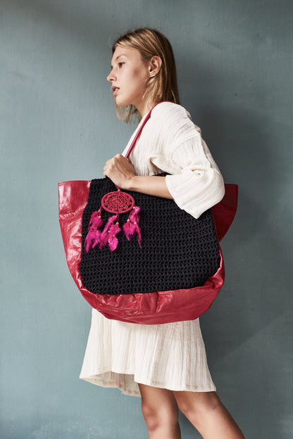 CROCHET ACE BAG - Blue/White MOMO NEW YORK