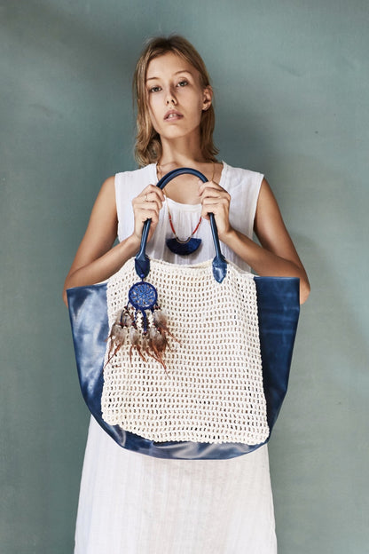 CROCHET ACE BAG - Red/White MOMO NEW YORK