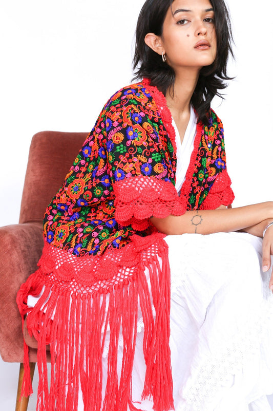 CROCHET FRINGE KAFTAN ZANA MOMO NEW YORK