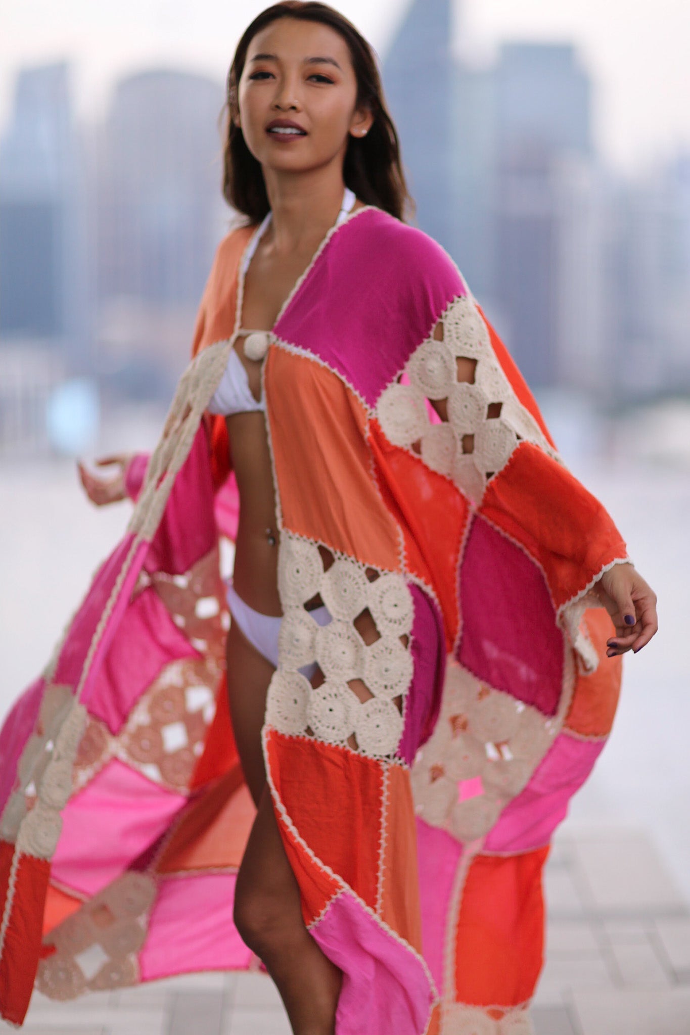 CROCHET KIMONO SUNNY - sustainably made MOMO NEW YORK sustainable clothing, Kimono slow fashion