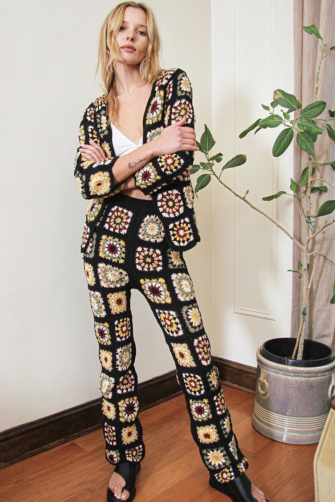 CROCHET SUIT X FREE PEOPLE - sustainably made MOMO NEW YORK sustainable clothing, crochet slow fashion