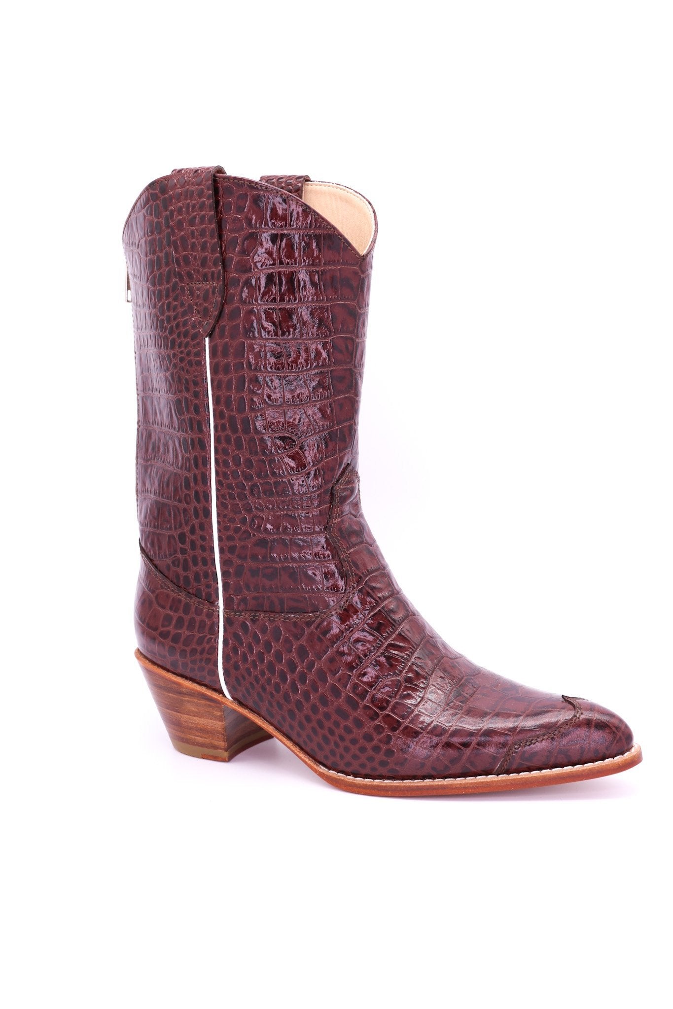 CROCODILE EMBOSSED CLEAN COWBOY BOOTS MICHELLE MOMO NEW YORK