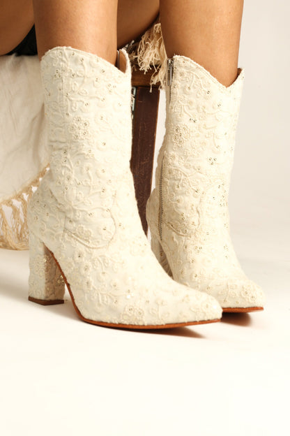 EMBROIDERED BOOTS ARABELLA - sustainably made MOMO NEW YORK sustainable clothing, boots slow fashion