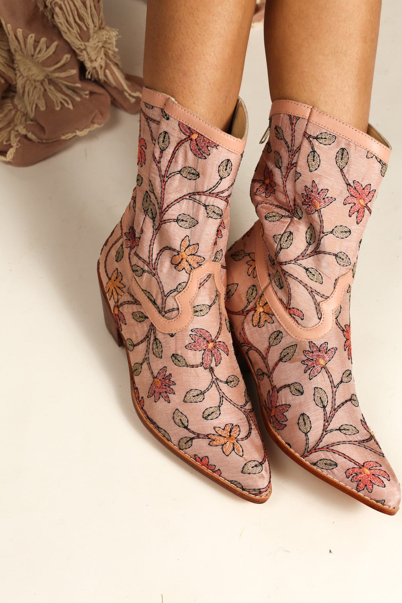 EMBROIDERED BOOTS BEATA - sustainably made MOMO NEW YORK sustainable clothing, boots slow fashion
