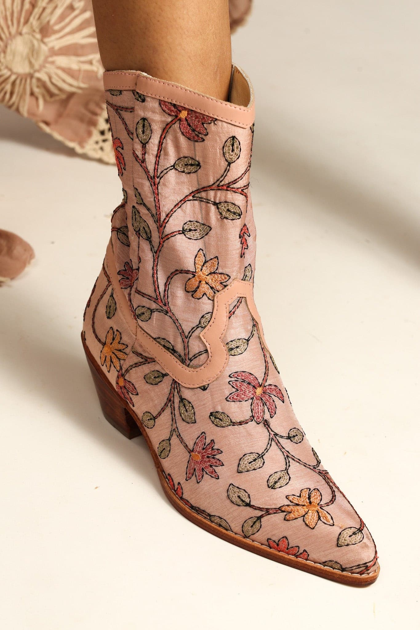 EMBROIDERED BOOTS BEATA - sustainably made MOMO NEW YORK sustainable clothing, boots slow fashion