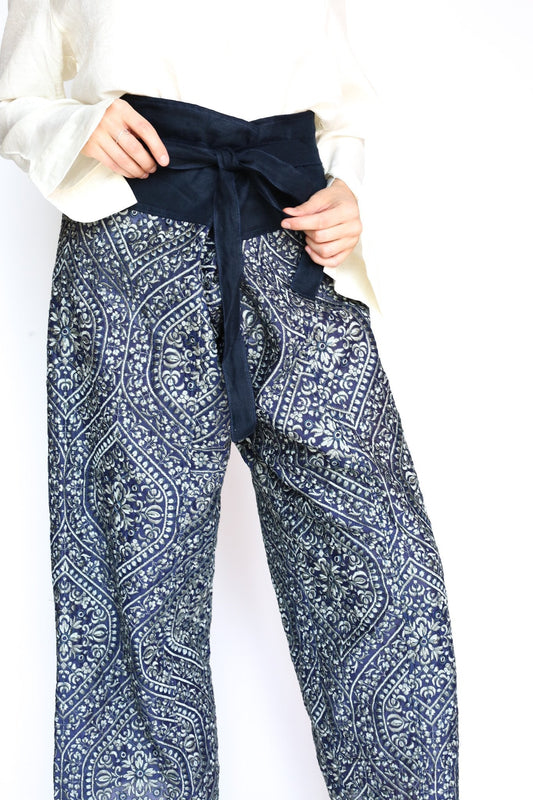 EMBROIDERED CROP FISHERMAN TROUSERS WILAI - BANGKOK TAILOR CLOTHING STORE - HANDMADE CLOTHING