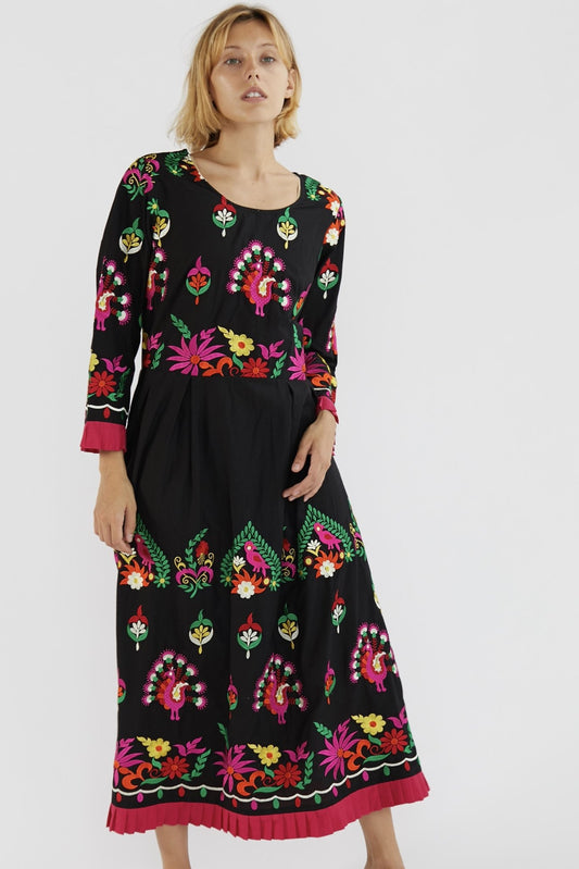 EMBROIDERED DRESS NELI BLACK MOMO NEW YORK