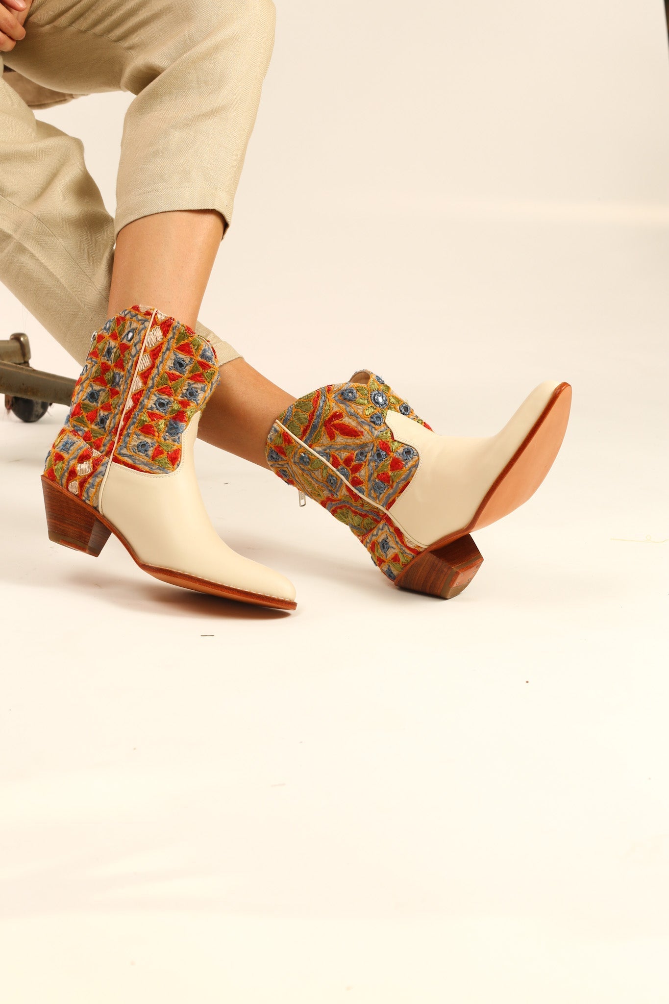 EMBROIDERED INDIAN BOOTS LEEJ - sustainably made MOMO NEW YORK sustainable clothing, boots slow fashion