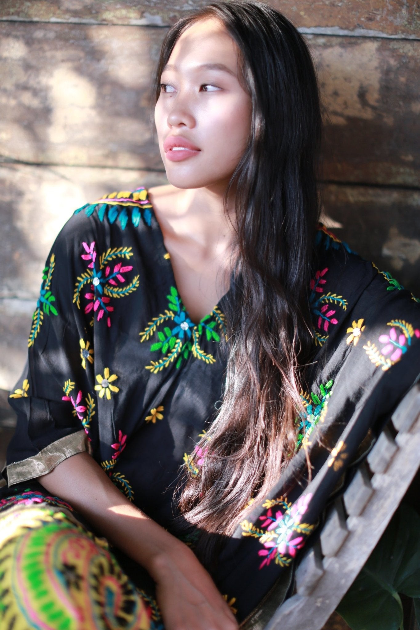 Embroidered Kaftan Dress Brittany MOMONEWYORK