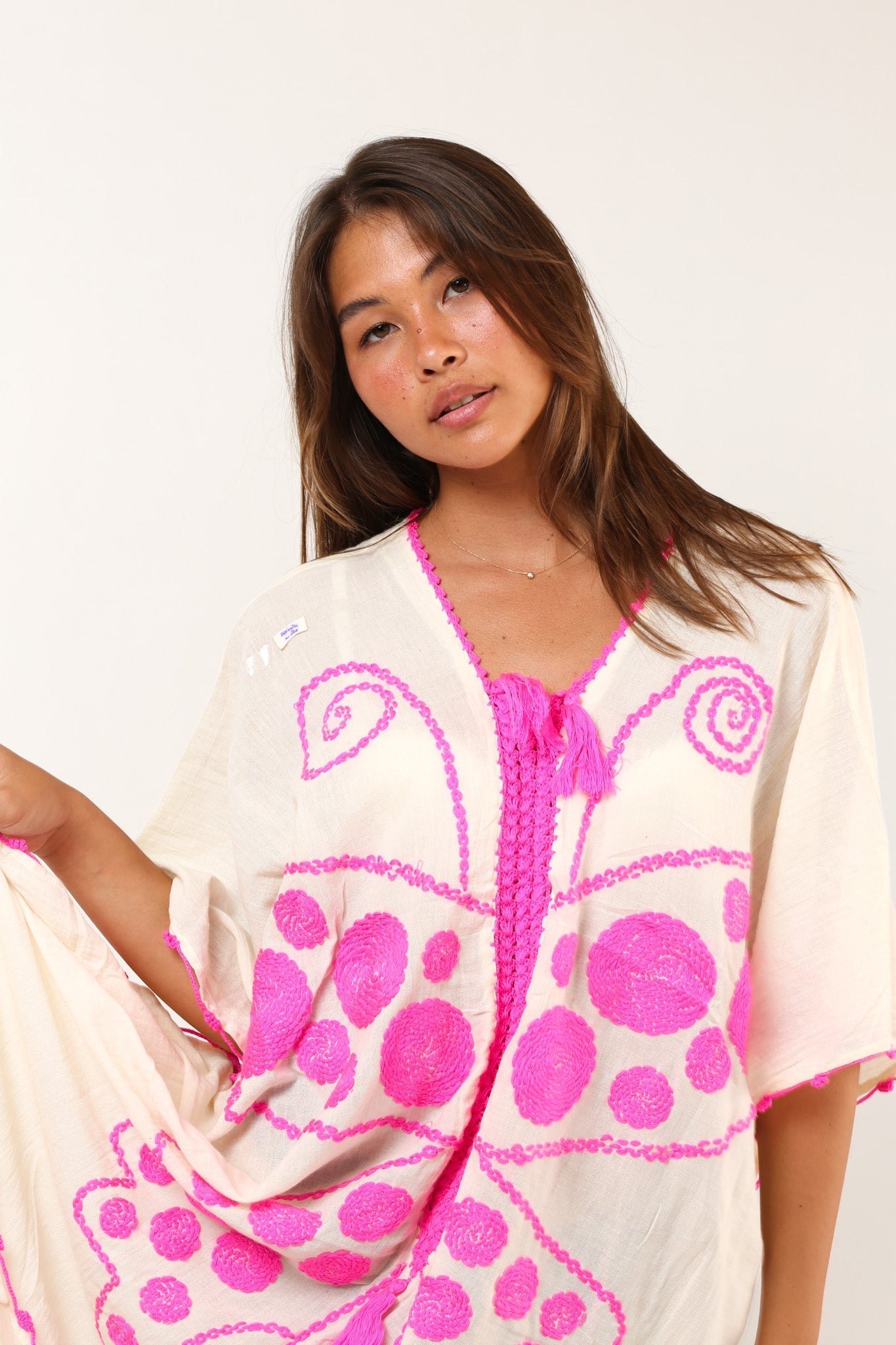 EMBROIDERED KAFTAN DRESS SANELA - sustainably made MOMO NEW YORK sustainable clothing, kaftan slow fashion