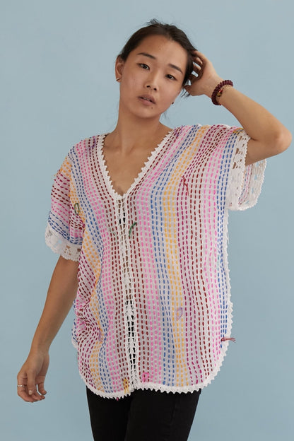 EMBROIDERED KAFTAN TOP SANDY MOMO NEW YORK