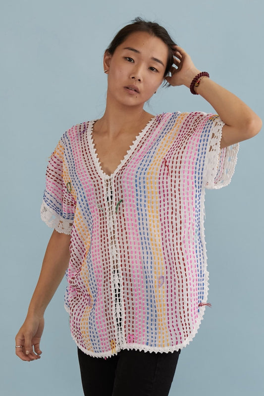 EMBROIDERED KAFTAN TOP SANDY MOMO NEW YORK