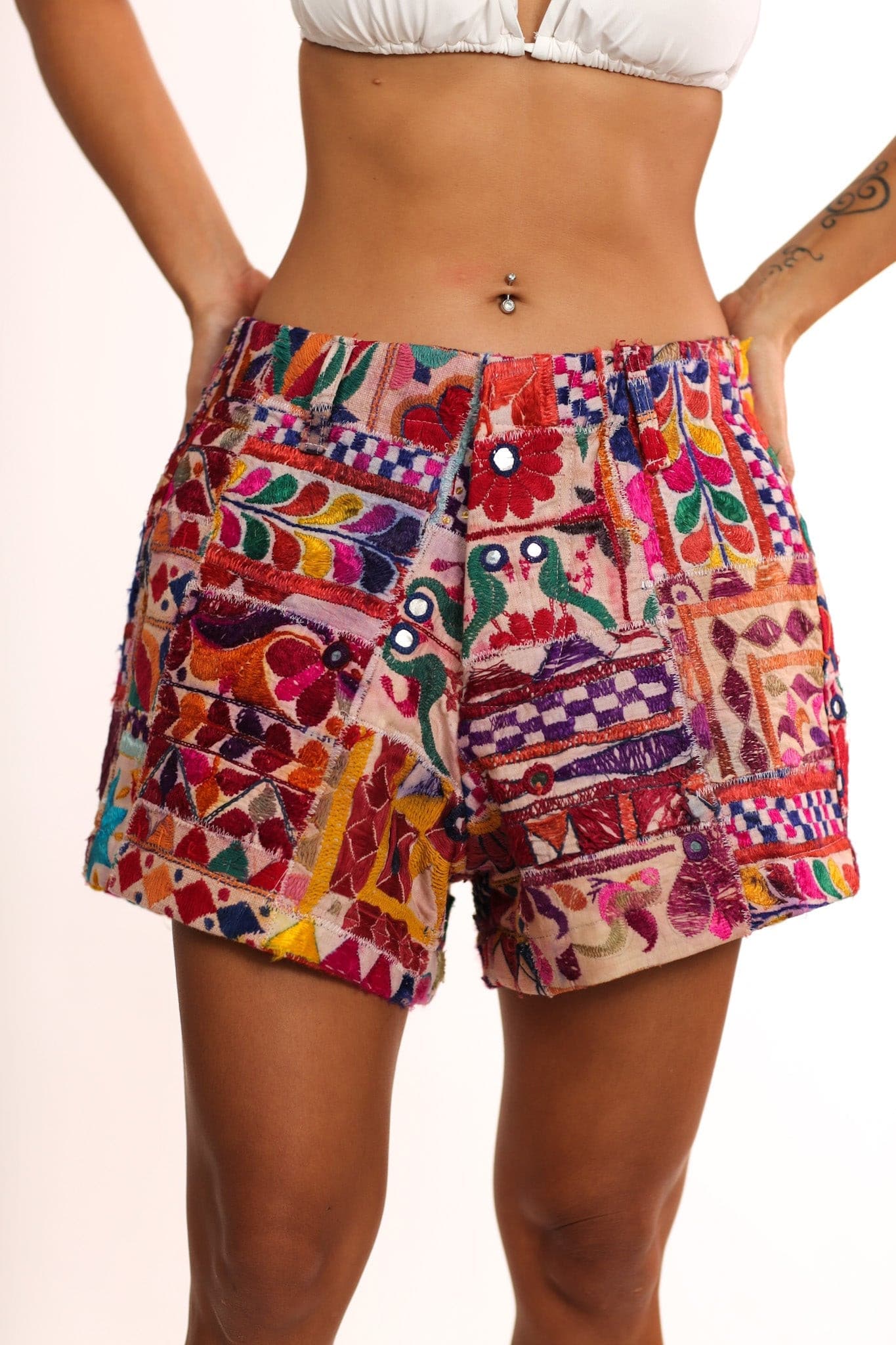 EMBROIDERED PATCHWORK SHORTS X FREE PEOPLE - BANGKOK TAILOR CLOTHING STORE - HANDMADE CLOTHING