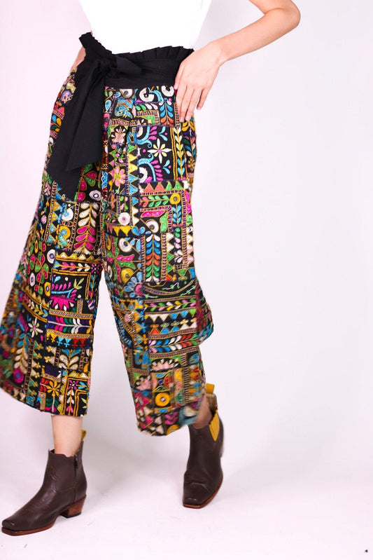 EMBROIDERED PATCHWORK WRAP PANTS BLAIRE - BANGKOK TAILOR CLOTHING STORE - HANDMADE CLOTHING