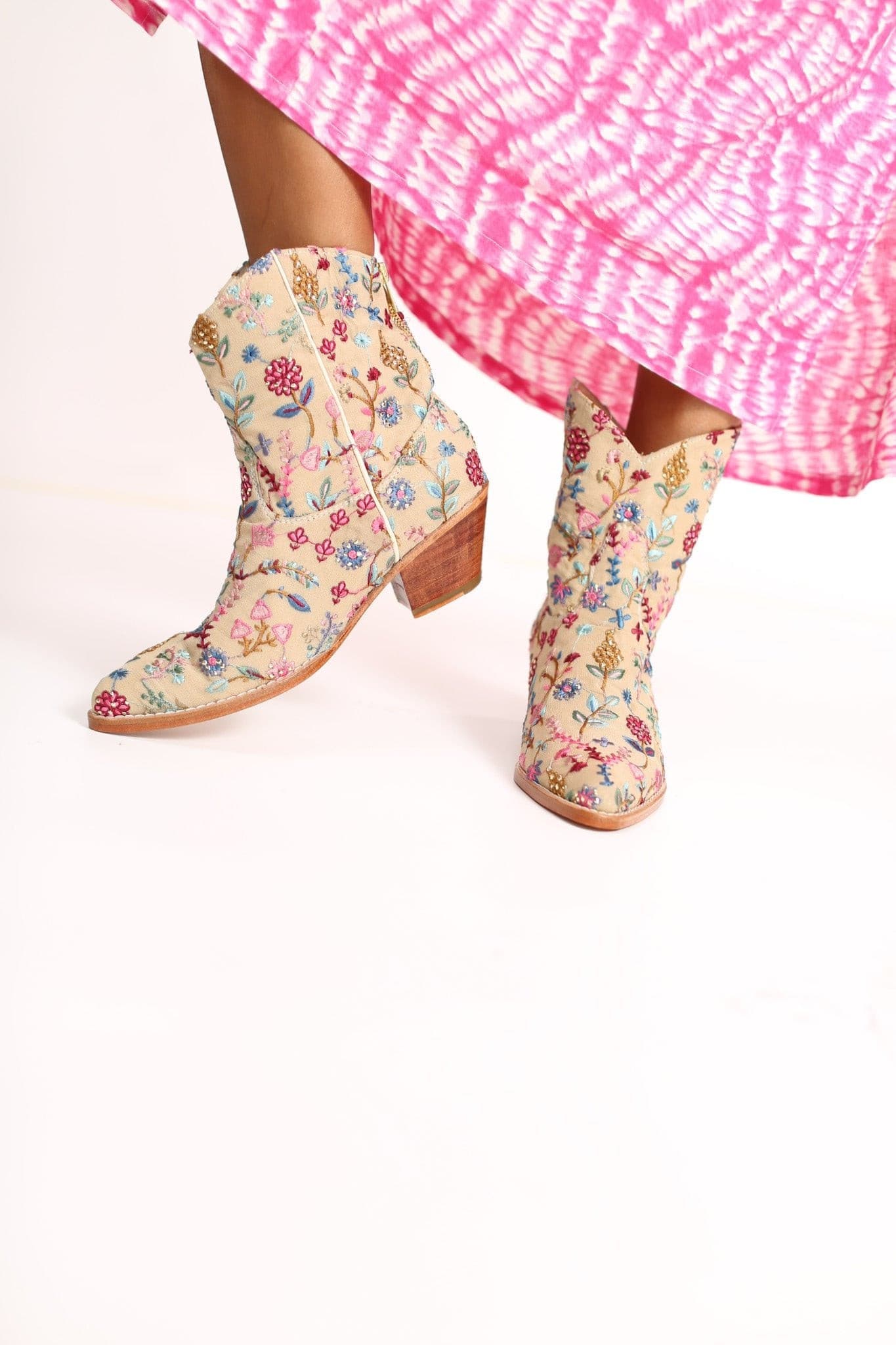 EMBROIDERED SILK BOOTS SUSAN - sustainably made MOMO NEW YORK sustainable clothing, boots slow fashion