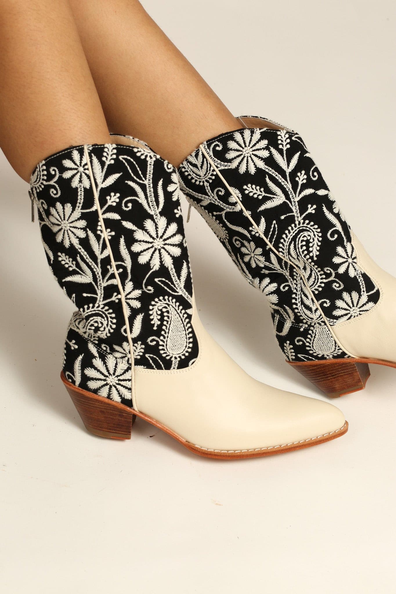 EMBROIDERED WESTERN BOOTS NICOLE - sustainably made MOMO NEW YORK sustainable clothing, boots slow fashion