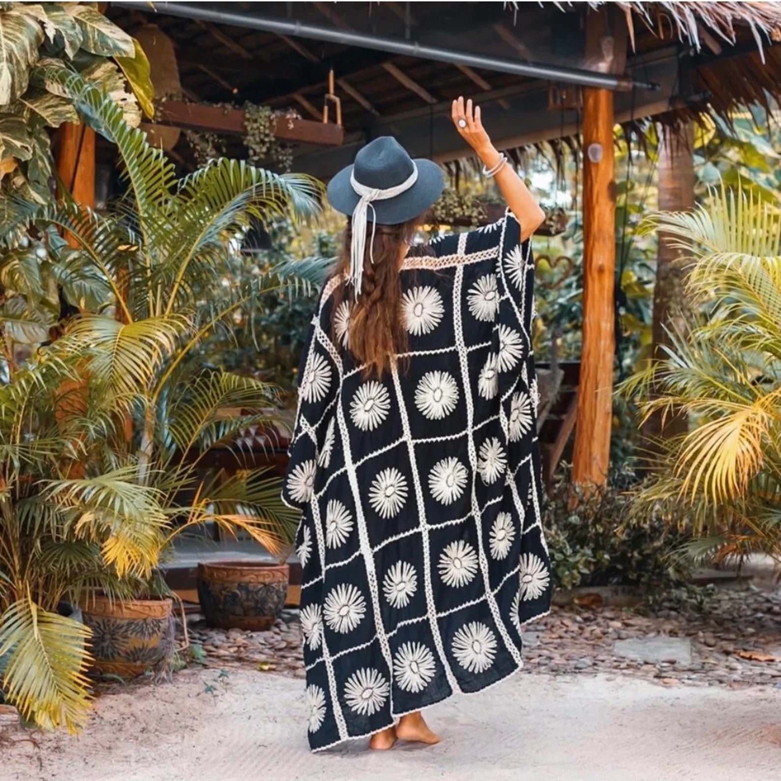 FLORA HAND CROCHET KIMONO - sustainably made MOMO NEW YORK sustainable clothing, crochet slow fashion