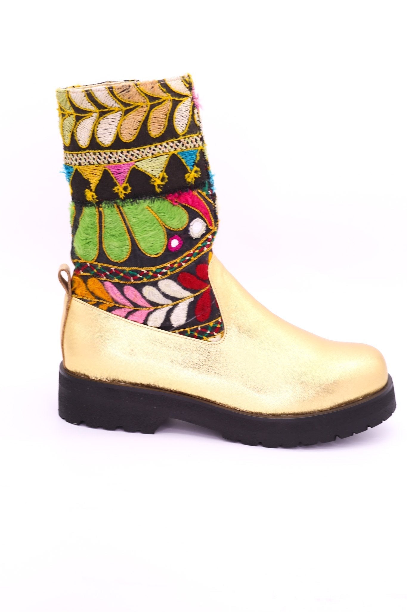 GOLD STOMPY CHELSEA BOOTS FREJA - sustainably made MOMO NEW YORK sustainable clothing, boots slow fashion