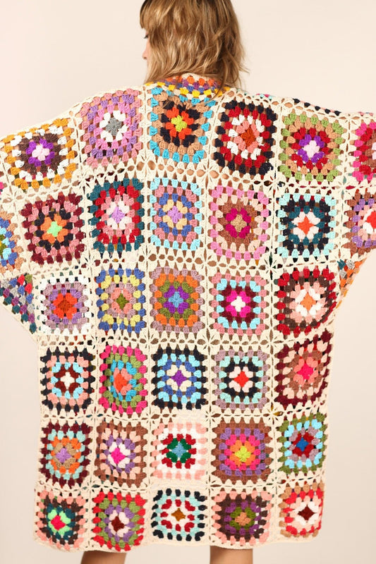 HAND CROCHET KAFTAN NONI X FREE PEOPLE - sustainably made MOMO NEW YORK sustainable clothing, crochet slow fashion