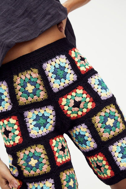 HAND CROCHET SHORTS FRANCES - sustainably made MOMO NEW YORK sustainable clothing, crochet slow fashion