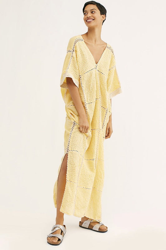 HAND EMBROIDERED KAFTAN DRESS LUPITA x FREE PEOPLE MOMONEWYORK