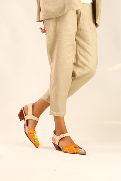 HEELED WESTERN MULES SANDALS SINDA - sustainably made MOMO NEW YORK sustainable clothing, sandals slow fashion
