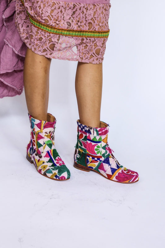 MOMONEWYORK MOMO Embroidered Patchwork Boots Romy