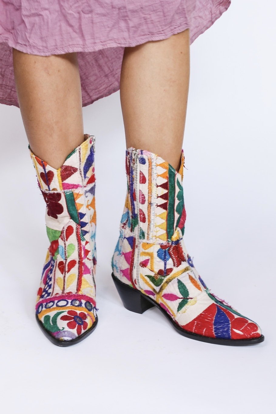 Embroidered Patchwork Cowboy Boots Ginalyn