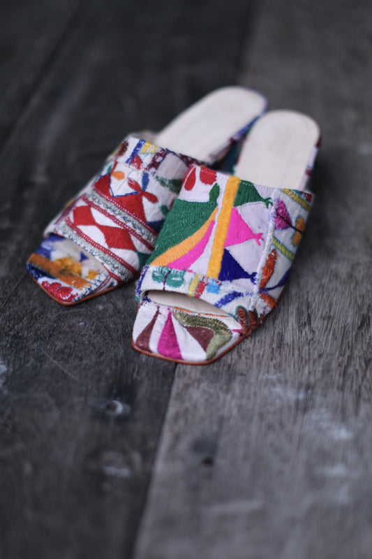 EMBROIDERED PATCHWORK MULES LULU MOMO NEW YORK