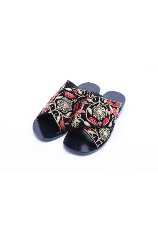 Velvet Embroidered Slippers Claire